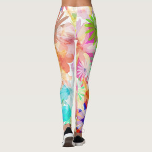 Legging Sinfonia Floral de Cores Aquáticas Vibrantes
