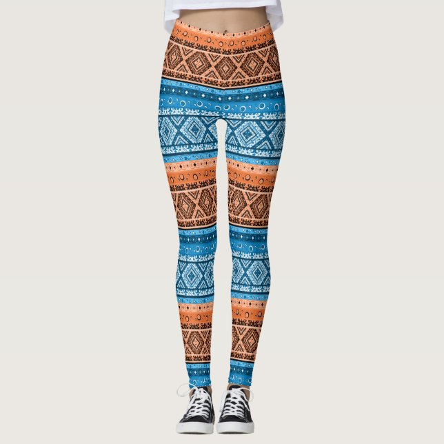Legging Sistema geométrico abstrato moderno de decoração (Frente)