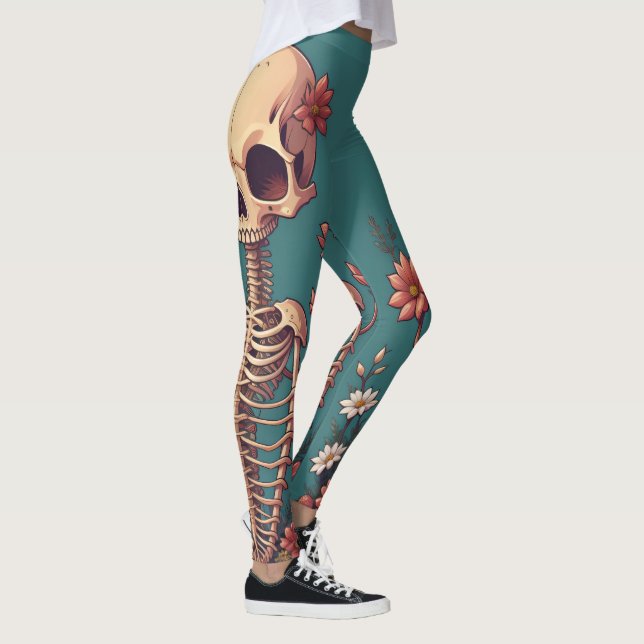 Legging Skeleton Art Halloween Skull Ribcage Morto Gratefu (Direita)
