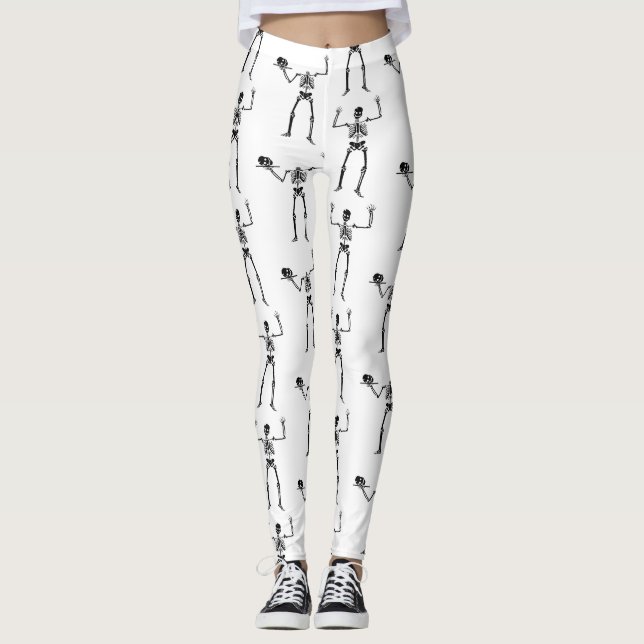 Legging Skeletons De Halloween, Truque Ou Tratar, Boo (Frente)