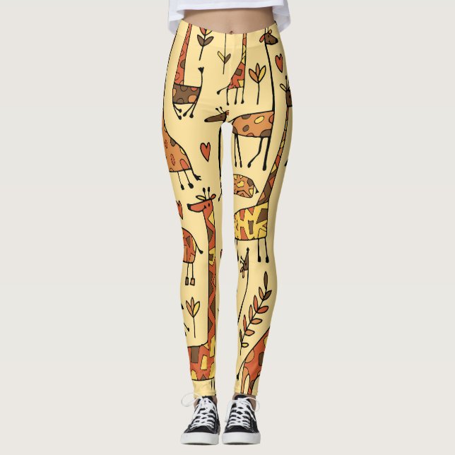 Legging Sketch Giraffe, Design De Diversão Sem Olho. (Frente)