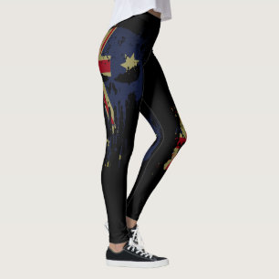 Legging Skull Australian Flag Black