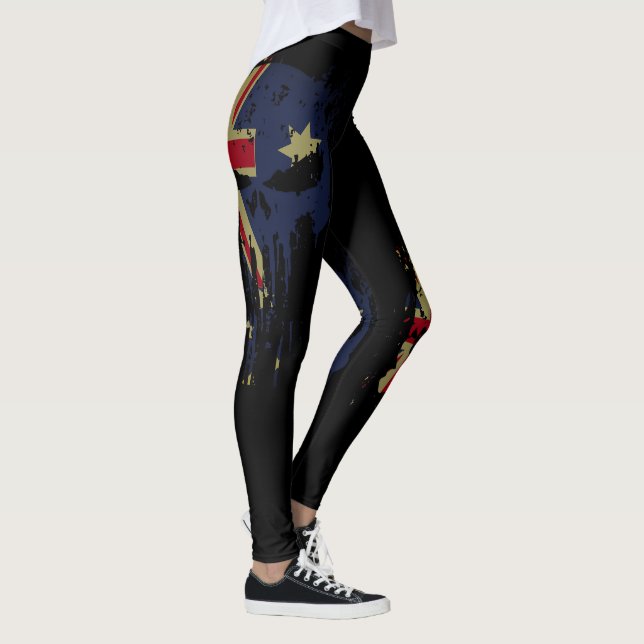 Legging Skull Australian Flag Black (Direita)