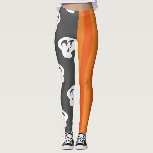Legging Skulls & Stripes de Halloween Chic Spooky (Frente)