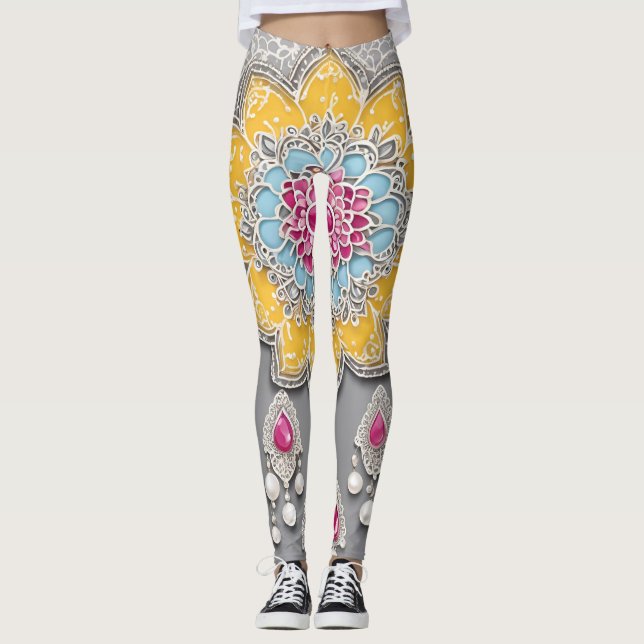 Legging Sky Blue na arte da Cinza AI (Frente)