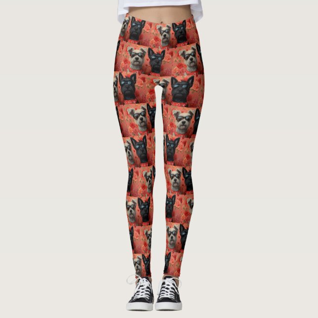 Legging Skye Terrier com Rosas do Coração Dia dos Namorado (Frente)