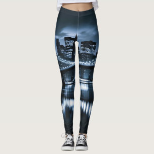 Legging Skyline Nightscape Monocromático em Nova Iorque