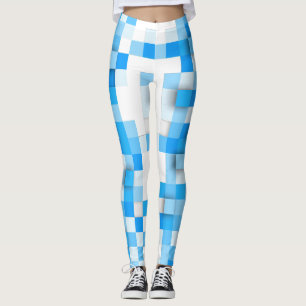 Legging SlipperyJoe's quadrados arte mosaico moderno três-