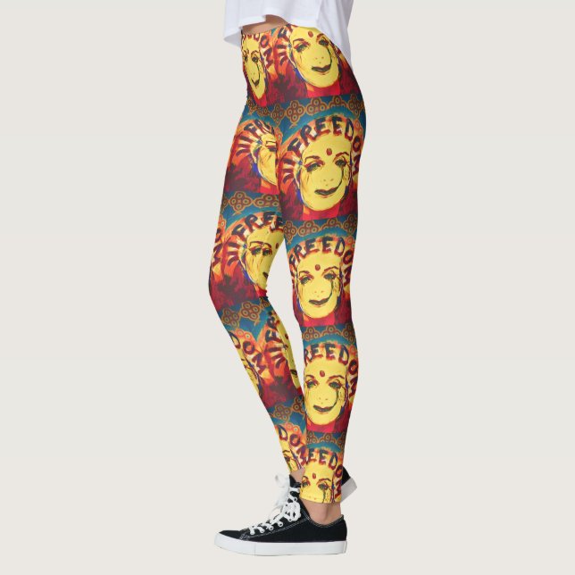 Legging Smiley face amarelo da liberdade (Esquerda)