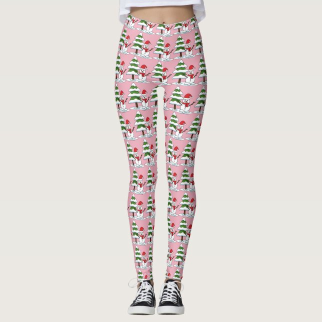 Legging Snowman com Snowy Pine Tree (Frente)