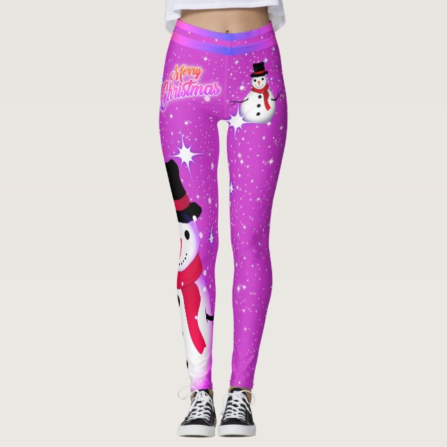 Legging Snowman e Snowflakes no Natal da TUA COR (Frente)