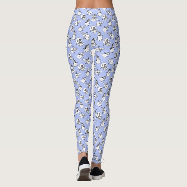 Legging Snowmen Cute Pastel Blue Patterado (Verso)