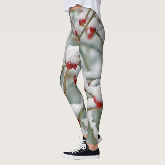 Legging Snowy Red Berries Cena de inverno (Esquerda)
