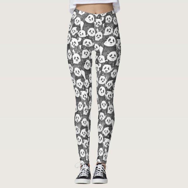 Legging só panda ursa preto branco (Frente)