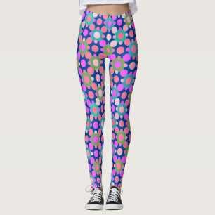 Legging Sobreposição de Bolinhas em azul rosa e verde BG