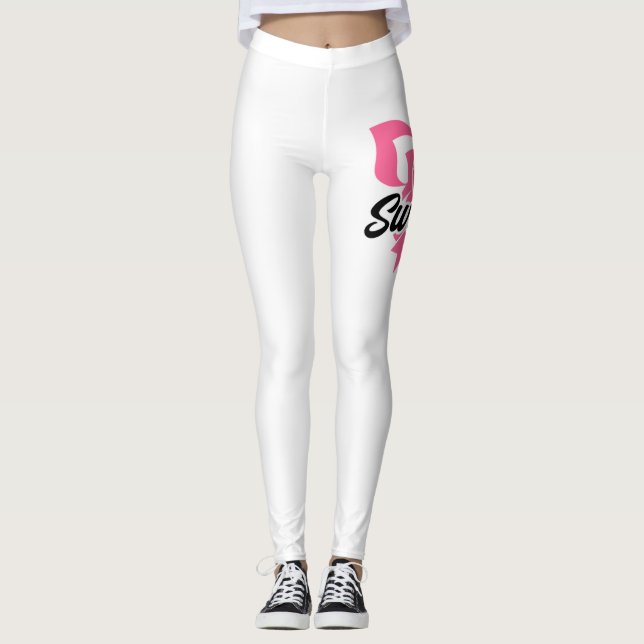 Legging Sobrevivência Fita Rosa Fita Sensibilização para o (Frente)