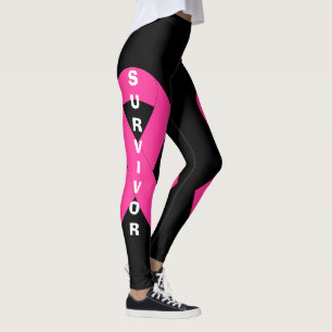 Legging Sobrevivência rosa da fita de consciência do Cance