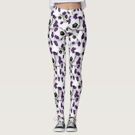 Legging soccer balls with girls team colors purple black 