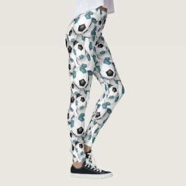 Legging soccer balls with teal black team colors