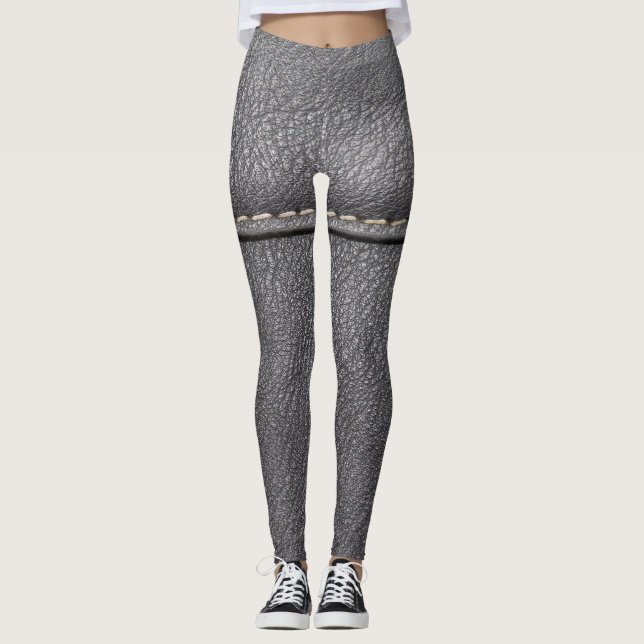 Legging Sofisticação com legendas: luxo de couro preto (Frente)