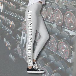 Legging Soft Gray Personalized Custom Text Vertical
