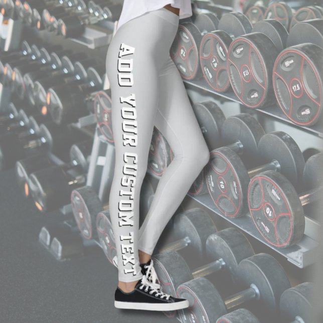 Legging Soft Gray Personalized Custom Text Vertical (Criador carregado)