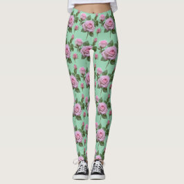 Legging Soft Pink Roses With Subtle Lavender Highlights 