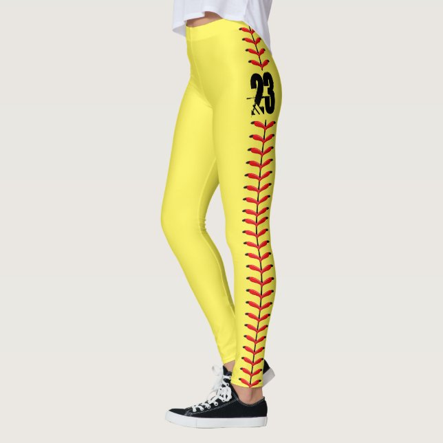 Legging Softball de números personalizados (Esquerda)