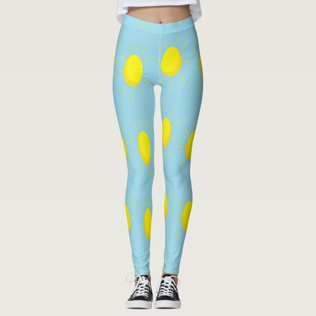 Legging Sol amarelo em azul (Frente)