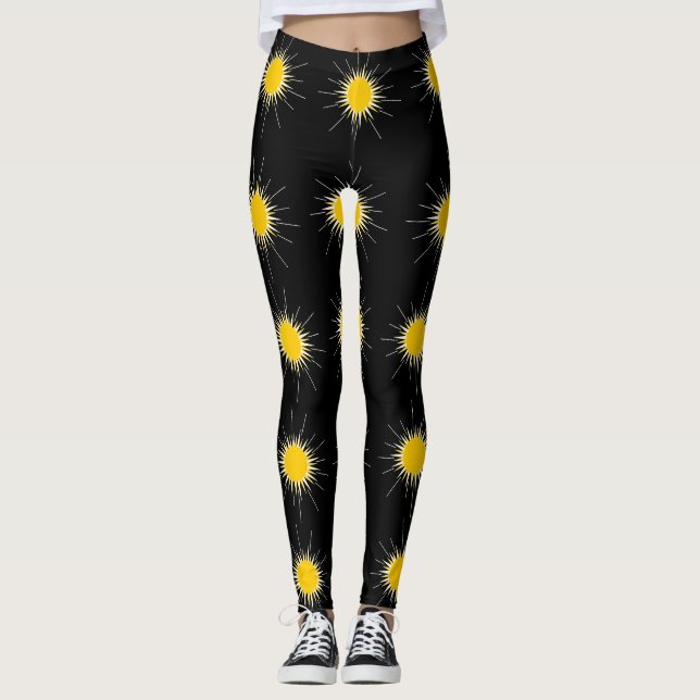 Legging Sol brilhante brilhante brilhante amarelo (Frente)