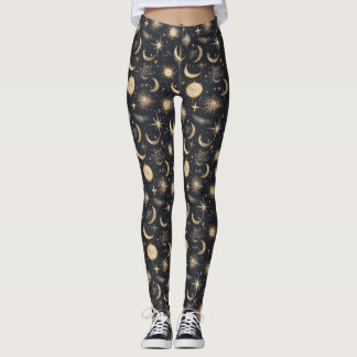 Legging Sol Celestial Lua e Estrelas Céu Noturno