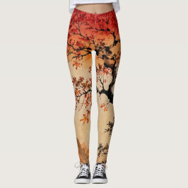 Legging Sol crimson sobre a Árvore da Vida