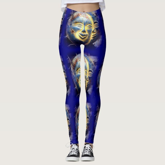 Legging sol face lua face azul escuro (Frente)