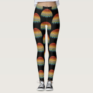 Legging sol listrado da Multi-cor com árvores Thunder_Cov