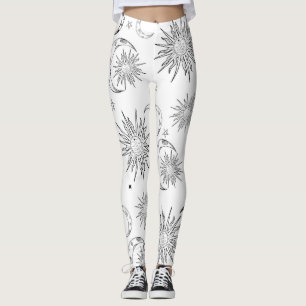 Legging Sol Lua e Estrelas Caprichosas Preto e Branco