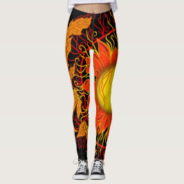 Legging Sol Tangido, raios solares Abstrato Laranja Modern