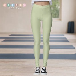 Legging Solid Soft Light Pastel Sage Moss Green Color