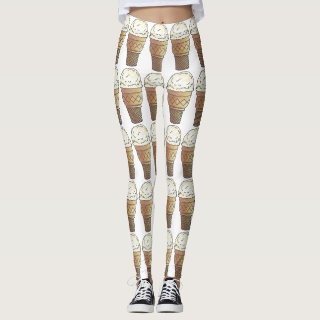 Legging Solteiro Coluna Vanilla Sorvete Cones Foodie (Frente)