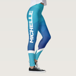 Legging Sombra geométrica azul com faixa branca de nomes m