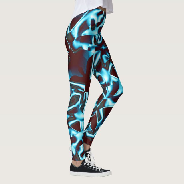 Legging Sombras de ciano claro em fitas de abstrato para c (Direita)