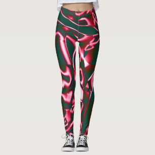 Legging Sombras de cor-de-rosa vermelha em fitas de abstra