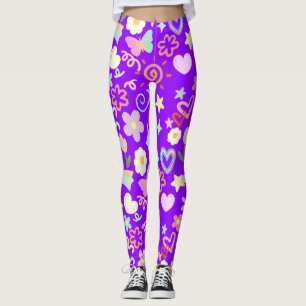 Legging Sombreado pastel-padrão-rabo-púrpura BG