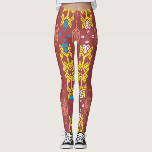 Legging Songket Tenun geométrico, padrão litk indonésio.