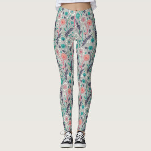 Legging Sonho De Dandelion Teal & Crimson - Floral Estiliz