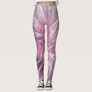 Legging Sonho De Flor Rosa Fractal, Padrão De Fantasia Flo