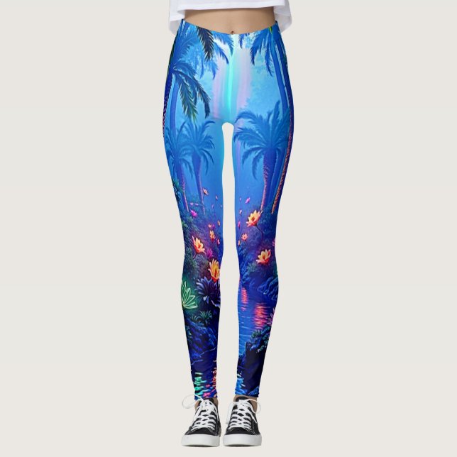 Legging Sonho de Floresta Fluvial Encantada (Frente)