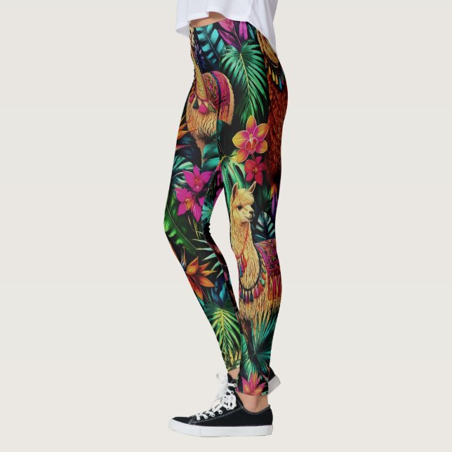 Legging Sonho de Llama na Selva Padrão de Superfície Perfe (Esquerda)