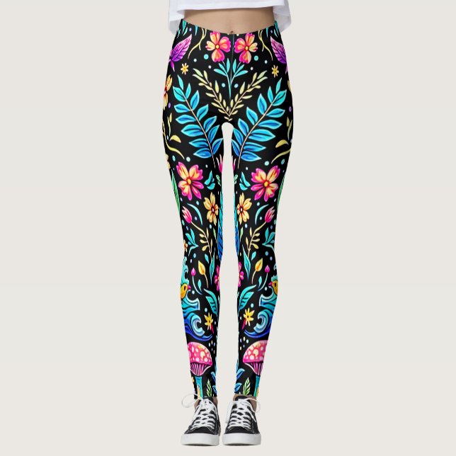 Legging Sonho Encantado de Floresta de Mushroom (Frente)