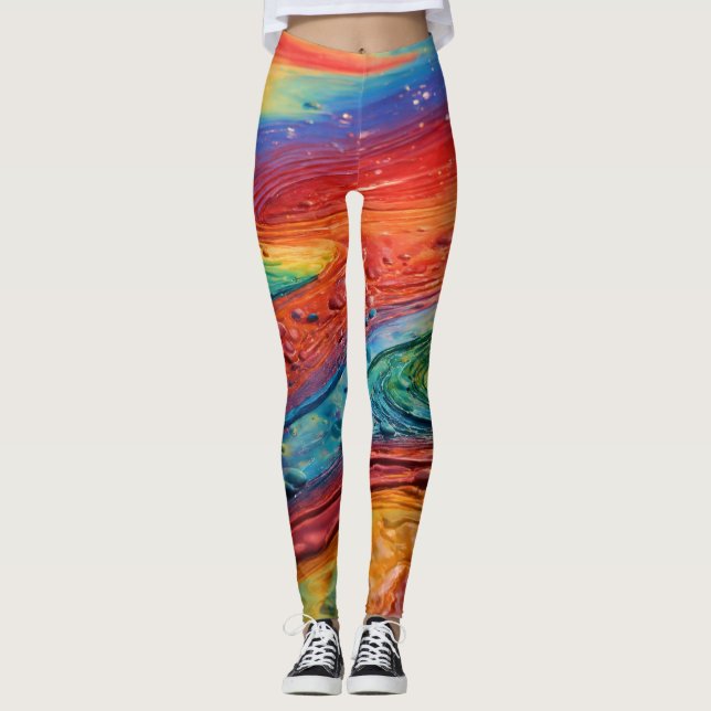 Legging "Sonhos Celestiais do Arco-Íris: Leggãos Estéticas (Frente)