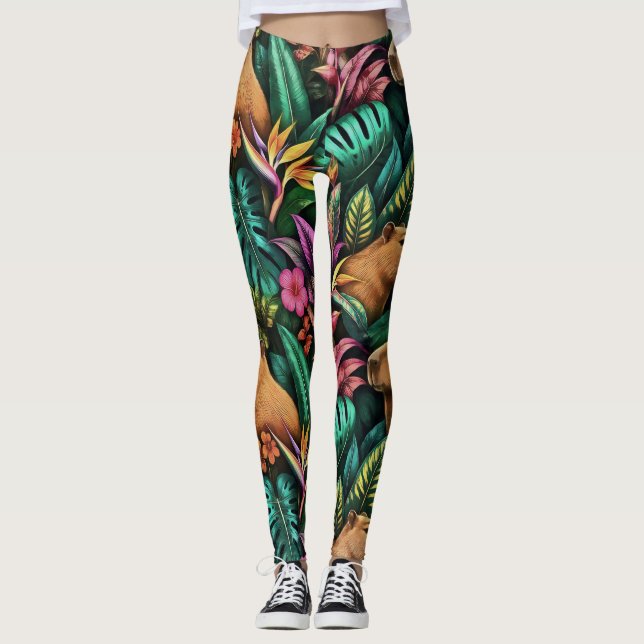 Legging Sonhos da Selva do Capivara Padrão de Superfície C (Frente)